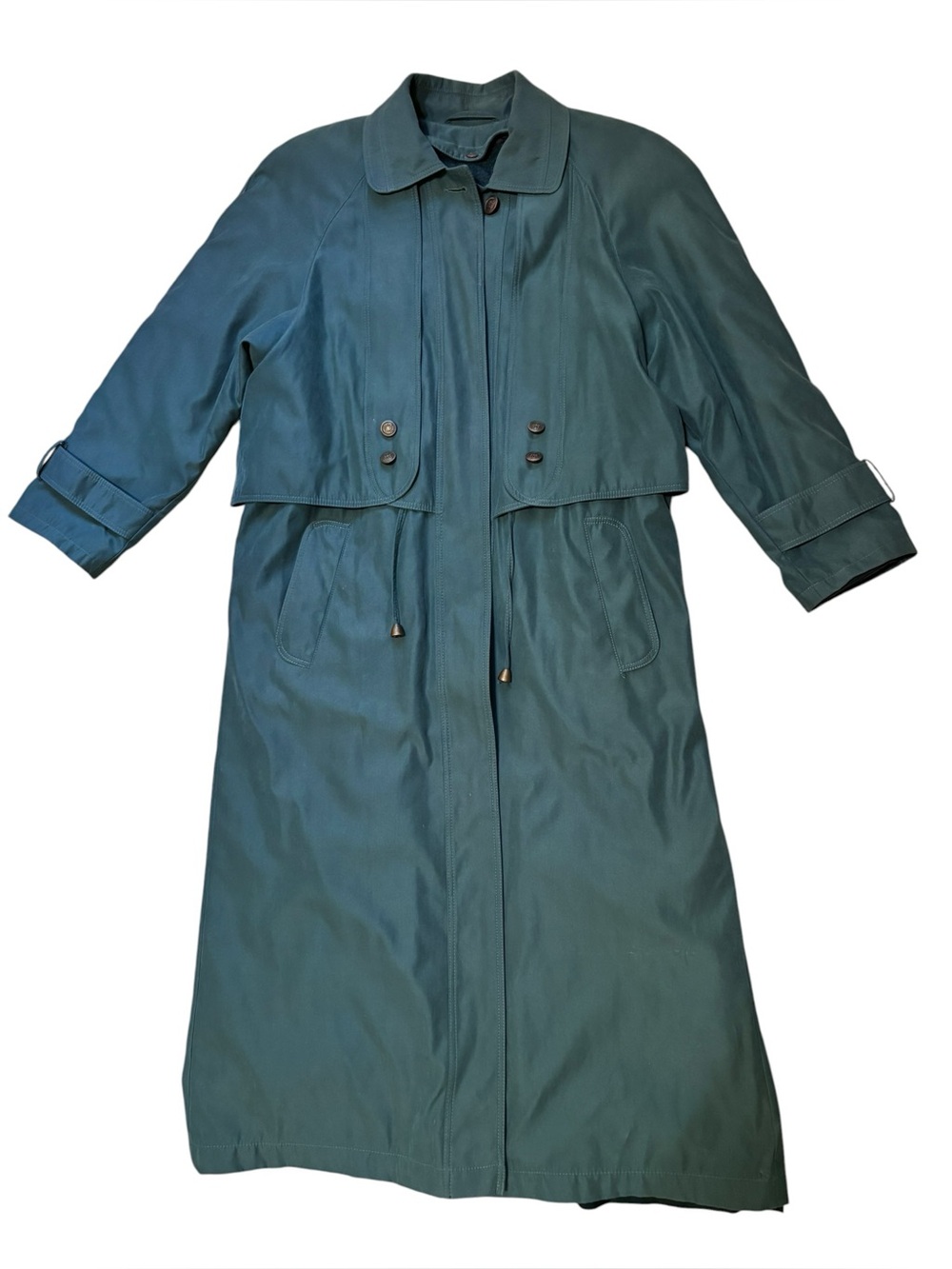 Amazing vintage American Bazaar Green lined long trenchcoat size 8 - Picture 4 of 14
